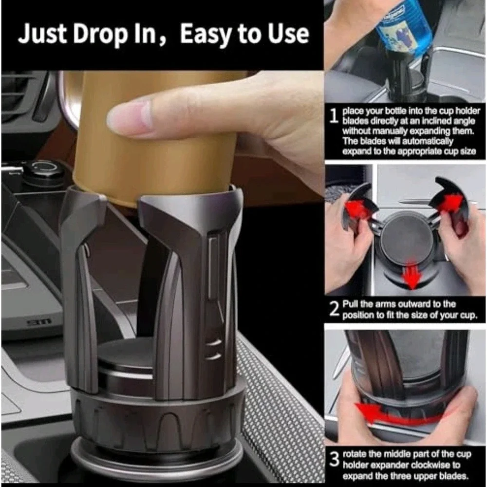ZEYITIAN Cup‎ Holder Expander Automatic / Large Up To 50oz / Black / Auto Lock